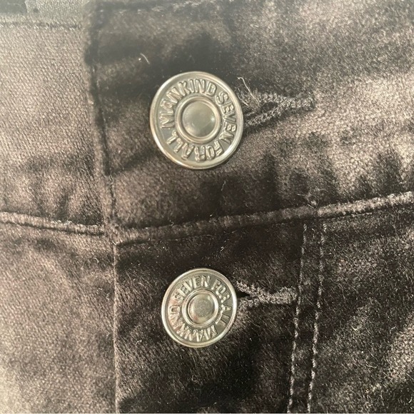 7 For All Mankind Black Velvet Button Fly High Rise Skinny Jeans Size 29 - Picture 9 of 10